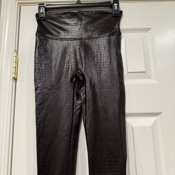Spanx Faux Leather Croc Leggings Shiny Compression Tights High Rise Small Womens - Picture 2 of 8